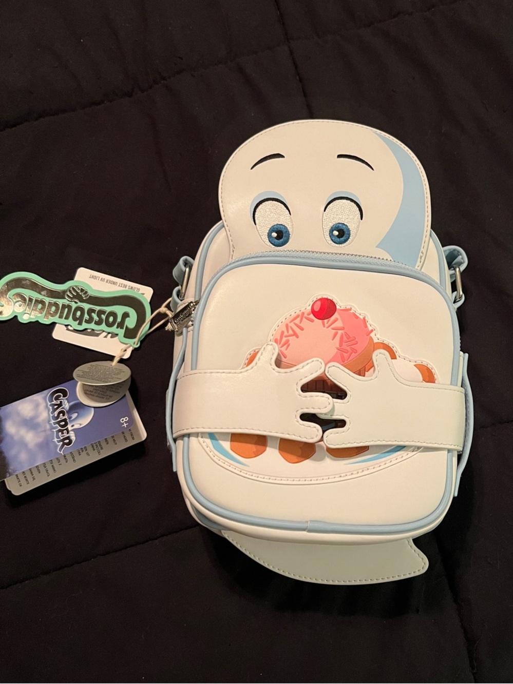 Loungefly White and Light Blue Casper Cupcake Crossbody Bag